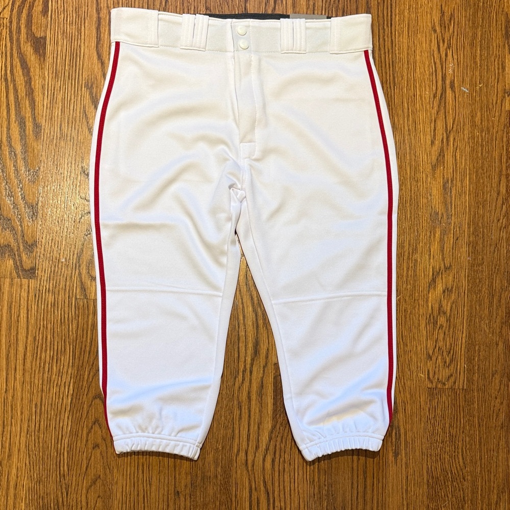 Easton White Baseball Pants with Red Piping